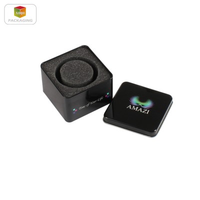 square metal tin box with sponge for watch packaging