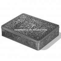 Rectangular gift tin / metal embossed tin / elegant packaging tin