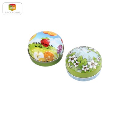 Small round metal candy/lip balm tin box