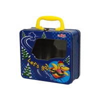 Hot Sell Handbag Shaped Customized Tin Lunch Box Hinged Window Tin and Lock with Braces